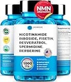 AdvantageNutra NMN Supplement Alternative - Liposomal Nicotinamide Riboside, Fisetin, Resveratrol, Spermidine, Berberine - High Purity NAD Supplement for Anti Aging, Heart 60 Capsules