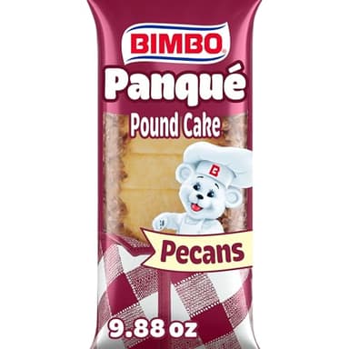 (Individual) Bimbo Panqué con Nuez Plain Pound Cake with Pecans, Pound Cakes, 9.88 oz Bag