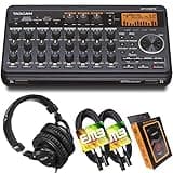 Tascam DP-008EX 8-Track Digital Pocketstudio Multi-Track Audio Recorder with Pro Headphone and Pair of EMB XLR Cables and Gravity Magnet Phone Holder Bundle