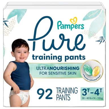 Pampers Pure Protection Training Underwear, Unisex, Size 3T4T, 92 Count, Premium, Hypoallergenic, Soft, Absorbent