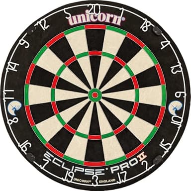 Unicorn Eclipse Pro 2 Bristle Steel Tip Dartboard with American Legend Dartboard Cabinets – Ultra-Slim Bullseye – High-Vis Rotatable Number Ring – 30% Thinner Wire