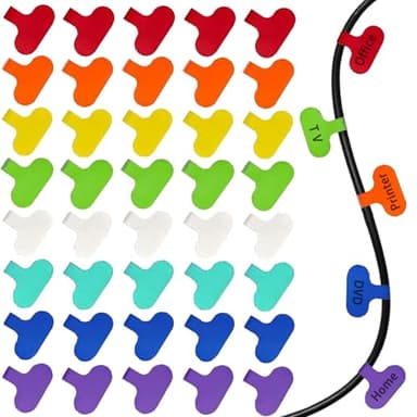 40 Pcs Multi Color Cable Labels, Oval Wire Labels for Electronics, Computer & Industrial Cable Management and Identification, Durable Cord Tags with Writable Surface in 8 Assorted Colors(1.5" x 0.78")