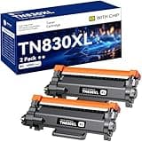 TN830XL Toner Cartridge High Yield Replacement for Brother TN830 TN-830 TN830 XL TN-830XL use with HL-L2460DW DCP-L2640DW HL-L2405W MFC-L2820DW HL-L2480DW Printer (2 Black)