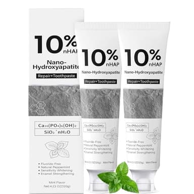 Nano-Hydroxyapatite Toothpaste, New Upgraded Formula, Strengthens Enamel,Fluoride-Free Toothpaste, Gentle on Sensitive Teeth 4.23oz 2pc