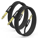 HOSONGIN 1/4 Inch TRS Instrument Cable 3.3ft 2-Pack [Nylon Braided Shielded], 1/4 in TRS Male to Male Plug Stereo Audio Cord, Quarter Inch 6.35mm Balanced Interconnect Line - 3.3 feet