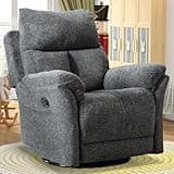 ANJ Swivel Rocker Recliner Chair Nursery, Manual Fabric Small Rocking Recliner, Modern Rocking Reclining Chairs for Living Room, Bedroom, Small Space (Gray)