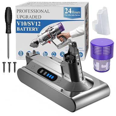 BOTKK Professional 8500mAh 25.2V Replacement for Dyson V10 Battery SV12, Compatible with Dyson V10 Cyclone Animal Absolute Fluffy Allergy Motorhead Cordless Vacuum Cleaners 242151 206340 7Cell