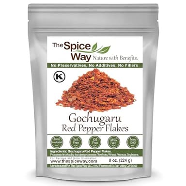The Spice Way Gochugaru korean red pepper flakes - 8 oz – Premium Quality red pepper flakes & All-Natural Seasoning - Perfect Ingredient for Kimchi, Stir-Fries, Soups and More