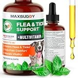 Flea and Tick Oral Prevention Support & Treatment for Dogs and Cats – Natural Flea Control with Multivitamin - Supplement Drops for Small and Large Dogs – Made in The USA