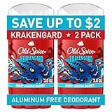 Old Spice Aluminum Free Deodorant for Men, 24/7 Odor Protection, 24/7 Freshness & Lasting Legendary Scent, Krakengard with Deep Ocean Scent, 3.0 oz (Pack of 2)
