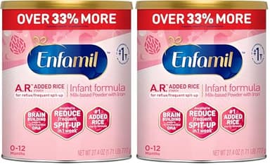 Enfamil A.R. Infant Formula, Proven to Reduce Reflux & Spit-Up in 1 Week, with Iron, DHA for Brain Development, Probiotics for Digestive & Immune Health, Powder Can, 27.4 Oz (Pack of 2)