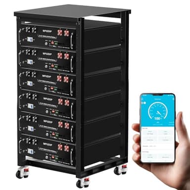 MFUZOP 48V 600Ah LiFePO4 Rack Battery, 5.12kWh 3U Server Rack Battery, Built-in 100A BMS & Bluetooth APP, 15000+ Cycles, Reliable Lithium Batterys for Solar System, Home Backup & Off-Grid (6 Pack)
