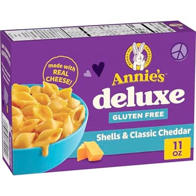 Annie's Deluxe Gluten Free Mac and Cheddar Shells, Rice Pasta & Cheddar Mac N Cheese, 11 oz