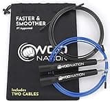 WOD Nation Adjustable Speed Jump Rope for Men & Children - Blazing Fast Fitness Skipping Rope for Boxing, MMA, Endurance, Exercise, and Gym Workout