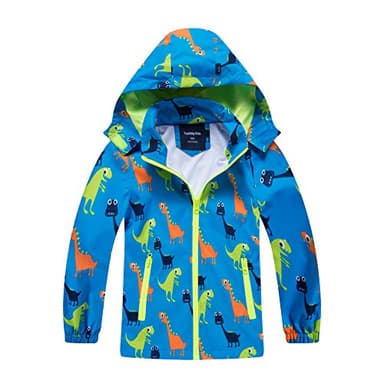 IjnUhb Waterproof Hooded Jacket for Boys Girls,Kids Raincoats Outdoor Windbreaker Dinosaur Rain Jacket (Blue,3T)