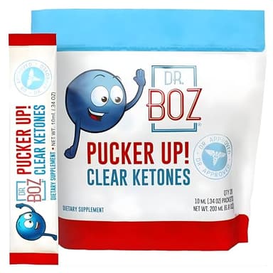 Dr. Boz - Pucker UP! Clear Ketones, 20 Packets - Pure Liquid BHB - Fast Acting Exogenous Ketones - Increase Energy & Clarity - Max Strength - Quality Tested - Made in USA - Keto Diet - 0.34oz (10ml)