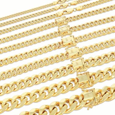 Nuragold 14K Real Yellow Gold Miami Cuban Lightweight Link Chain Necklace 16"-30" (3mm-12.6mm) Italian Jewelry for Men & Women - 3mm,22"
