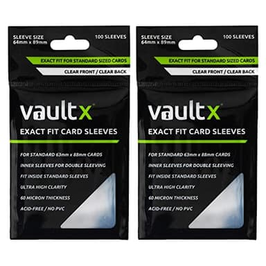 Vault X Exact Fit Trading Card Sleeves, Soft, High Clarity, Perfect Fit Inner Sleeves, Collectible Card Games, Sports, TCG (200 Pack)