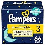 Pampers Overnight Diapers - Swaddlers Overnights - Size 3, 66 Count, Disposable Baby Diaper, Night Time Leak and Skin Protection