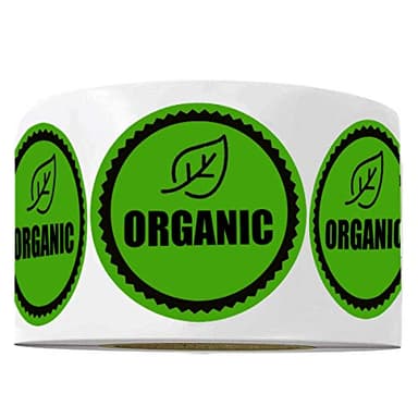 Organic Food Rotation Labels - 1.5 Inch Adhesive Round Circle Dots, 500 Labels Per Roll
