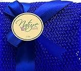 Nature by EJN - Net Bath Sponge, Customized N1 Weave, NKN Naturals, Long, Skin Exfoliation, African, Ghana, Porous, Stretches Horizontally to Approximately 49" (Shade of Blue)