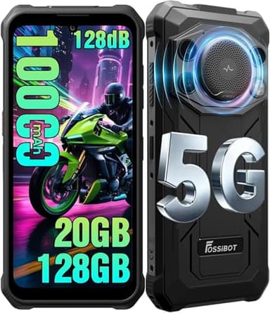 FOSSIBOT F110Pro 5G Rugged Phone Android 15, 128dB Louder Speaker, 10000mAh Battery Rugged Smartphone Unlocked, MTK Dimensity 6300+, 20GB+128GB/2TB Cell Phone, 6.745" Display, 50MP Camera, Dual SIM