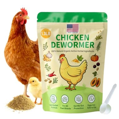 Natural Chicken De-wormer Powder (1.3 LB) | All-Natural Herbal Poultry Wormer for Laying Hens | Egg-Safe & Gentle for All Ages | Made in USA