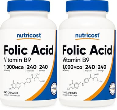 Nutricost Folic Acid (Vitamin B9) 1000 mcg, 240 Capsules (Pack of 2)