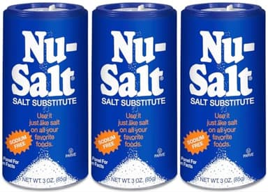 Nu-Salt Sodium-Free Salt Substitute, Contains Potassium Chloride, Table Seasoning Alternative, Vegan, Good for Chips, Pretzels, French Fries, Popcorn Seasoning, 3 OZ Shaker Bottle (Pack of 3)