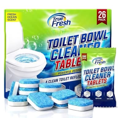 True Fresh Toilet Bowl Cleaner Tablets 26 Pack Deodorizer & Septic Safe Deep Cleaning, Odor Eliminator, Stain Remover for Long-Lasting Freshness Fresh Ocean Scent
