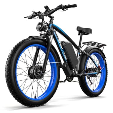 GAMVIRE (24"-V7PRO-Blue E-Bike for Adults, 4000WPeak 5000W Dual Motor Electric Bike, 52V 32AH 45MPHUp to 90 Miles EBike, 7-Speed Front Suspension Fat Tire Mountain Electric Bicycle
