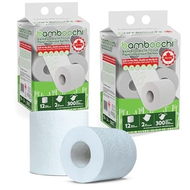 Bamboo Toilet Paper, Septic Safe Toilet Paper 2 Ply 24 Rolls 300 Sheets Per Roll, Soft Unscented Bath Tissue, RV Safe, Eco-Friendly, Non Chlorine, PFAS Free, Made in Canada