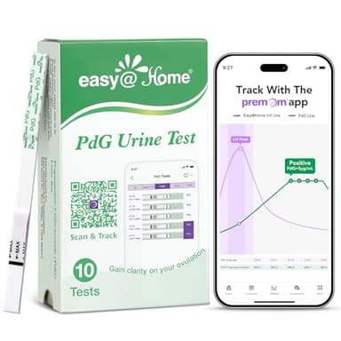 Easy@Home PdG Test Strips: 10 Pack - Track Ovulation Insights with Progesterone Urine Tests – at Home Fertility Test for Women with Premom Ovulation App - PdG (Pregnanediol Glucuronide) Tests