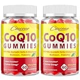 CoQ10 Gummies with PQQ - 400 MG Coenzyme Q10 High Potency, Enhanced with Ayurvedic Herbs, Adaptogenic Mushroom Blend & Probiotics for Heart, Brain, Energy, Immunity, Cherry Flavor, 120 Vegan Gummies