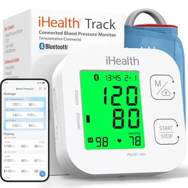 iHealth Track Smart Upper Arm Blood Pressure Monitor with Wide Range Cuff That fits Standard to Large Adult Arms, Bluetooth Compatible for iOS & Android Devices