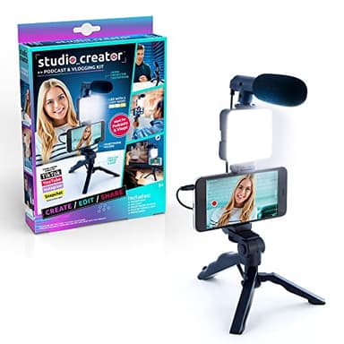 Canal Toys New Studio Creator Podcast & Vlogging Kit – Record Your own podcasts and Vlogs Like Your Favorite influencers! Fold-up Tripod, LED Light & Microphone. Ages 8+