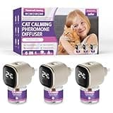 Multi Cat Calming Diffuser Relieve Stress Anxiety Cat Pheromones Calming Diffuser with Timing Function Cat Pheromone Diffuser 3 Pack Pheromones to Reduce Fighting Spraying and Scratching Fits All Cats