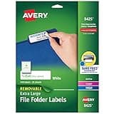 Avery Extra Large File Folder Labels, Removable Adhesive, Matte White, 15/16" x 3-7/16", 450 Labels (8425)