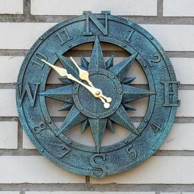 YTAONS Outdoor Wall Clock 12in Garden Clock Waterproof Clocks Roman Retro Kitchen Home Clock -Not Silent (Turquoise-B)