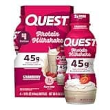 Quest Nutrition Strawberry Protein Shake, 45g Protein, 2g Sugar, 4g Net Carbs, Ready to Drink, Gluten Free, 4 Count