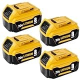 ULATI 4Packs 8.0Ah Replacement for Dewalt 20V Max Battery Compatible with Dewalt 20 Volt XR Max Lithium-ion Battery DCB200 DCB205 DCB206 DCB207 DCB204 DCB201 Series Power Tools (Yellow)