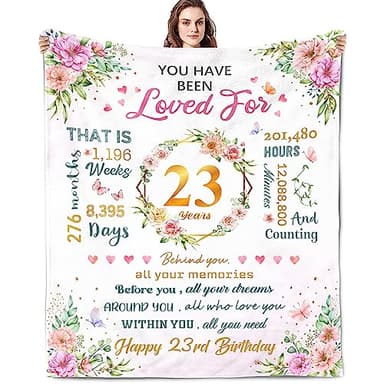 23rd Birthday Gifts for Women, 23 Year Old Birthday Gifts for Her, Gifts for 23 Year Old Female, Happy 23rd Birthday Decorations for Women, Best 23rd Birthday Gift Ideas Throw Blanket 60"x50"