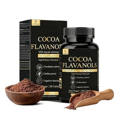 ZYGCDZ High Flavanol Cocoa Powder Supplement with 1200mg Flavanols & Flavonoids (600mg Epicatechin) for Heart Health, Nitric Oxide Support & Energy, 10X More Flavanols Than Regular Cocoa Powder (01)