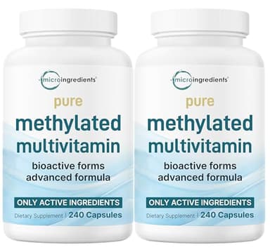 Micro Ingredients 2 Pack Pure Methylated Multivitamin, 480 Capsules | 19-in-1 Formula with Vitamins C, D, B12, Folate, Magnesium, Zinc, & More | Supports Daily Wellness & Immune Health | Filler Free