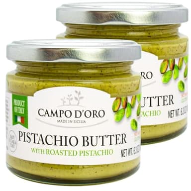 CAMPO D'ORO - Pistachio Cream Butter, Sweet, 2 x 6.35 oz (180 g), Premium Ingredient to make Knafeh Pistachio Dubai Chocolate Bar - Pack of 2