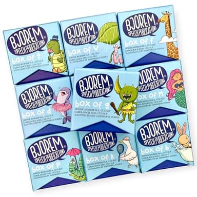 Bjorem Speech® Box of Sounds Bundle – Speech Therapy Cards for P, B, M, T, D, N, K, G, F, and V Sounds | Articulation & Language Development Tool