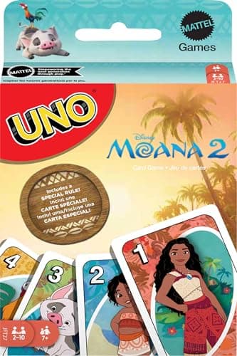 Mattel Games UNO Disney Moana 2 Card Game for Kids, Adults & Family with Deck & Special Rule Inspired by The Movie