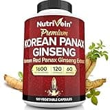 Nutrivein Premium Korean Red Panax Ginseng Supplement 1600 mg - 120 caps - Powerful Korean Red Ginseng for Vitality, Clarity, Performance, & Defenses