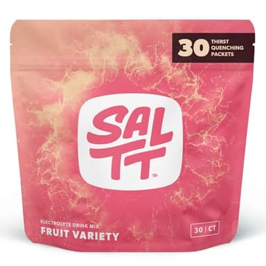 SALTT Electrolytes Powder Packets, Fruit Variety Pack (30 Packets) - Magnesium, Potassium, Sodium, Trace Minerals - Vegan, Sugar Free, Gluten Free - Travel Essentials - Made in USA