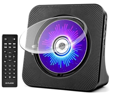 Desktop CD Player with Speakers, CD Players for Home, Portable CD Player with Bluetooth Hi-Fi Stereo Sound,Remote Control,Supports CD/Bluetooth/FM Radio/U Disk/AUX/Timer/Repeat,Black